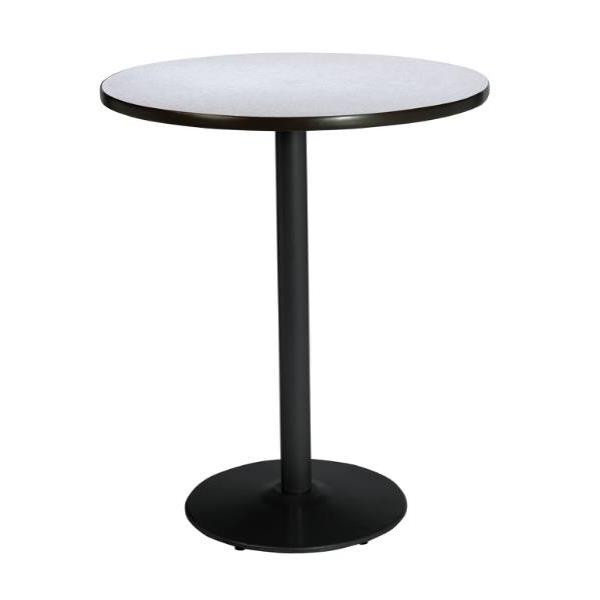 KFI 30" Round Pedestal Table W/Grey Nebula Top, Round Black Base, Bistro Height