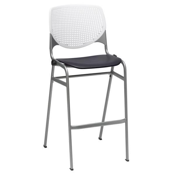 Kfi Seating Kool Stack Barstool, White Back, Black Seat