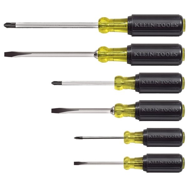 Klein Tools® Black/Yellow 6-Piece Cushion Grip Screwdriver Set