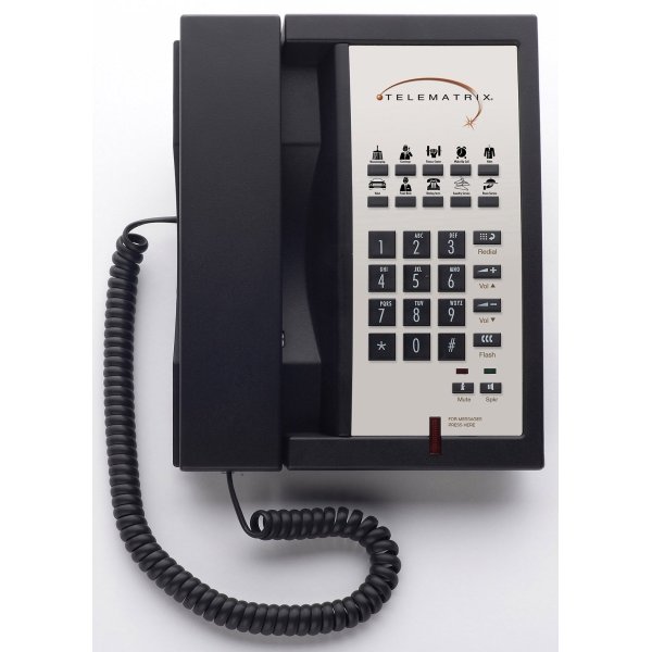 TELEMATRIX® 3300MWD Black 1-Line Speakerphone With 10-Guest Service Button