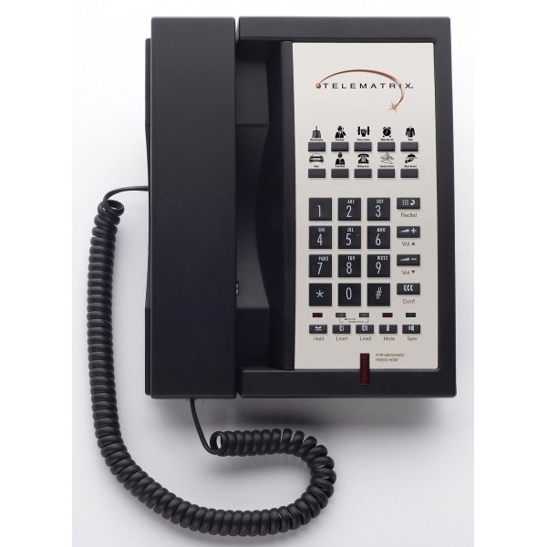 TELEMATRIX® 3302MWD Black Two-Line Speakerphone With 10-Memory Key