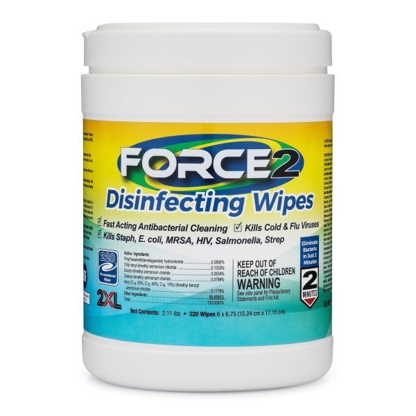 2XL Force2 Disinfecting Canister Wipes , Case Of 12