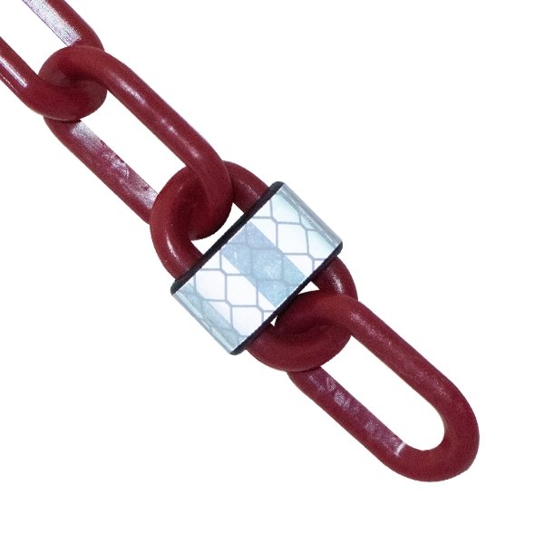 Mr. Chain 2 Inch X 25 Feet Crimson Reflective Plastic Barrier Chain