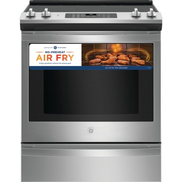 GE 30 in. 5.3 cu. ft. Slide-In Electric Range With Self-Cleaning Convection Oven And Air Fry In Stainless Steel