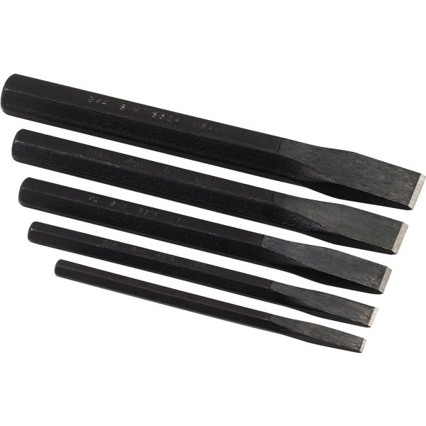 SK Hand Tools 5-Piece Flat Chisel Set, Sizes 1/4 To 3/4", Alloy Steel