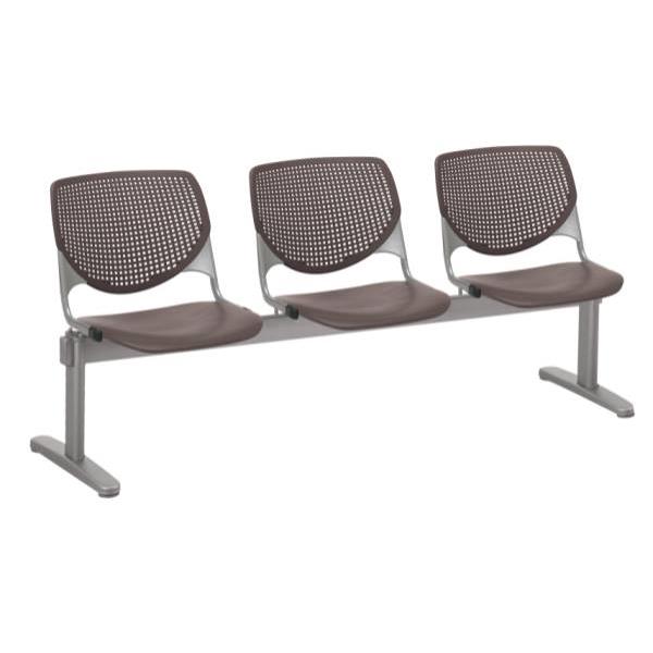 Kfi Seating Kool 3-Seat Reception Bench, Brownstone Seats & Back