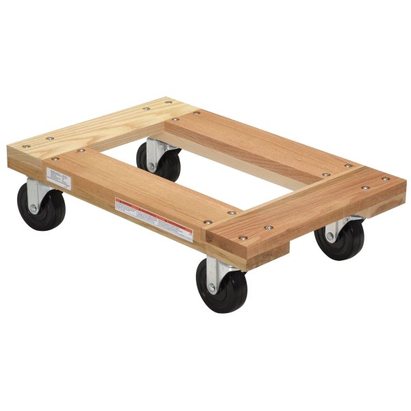 Vestil 1200 lb Tan Hardwood Open Deck Dolly 24" x 16" With Non-Marking Wheels