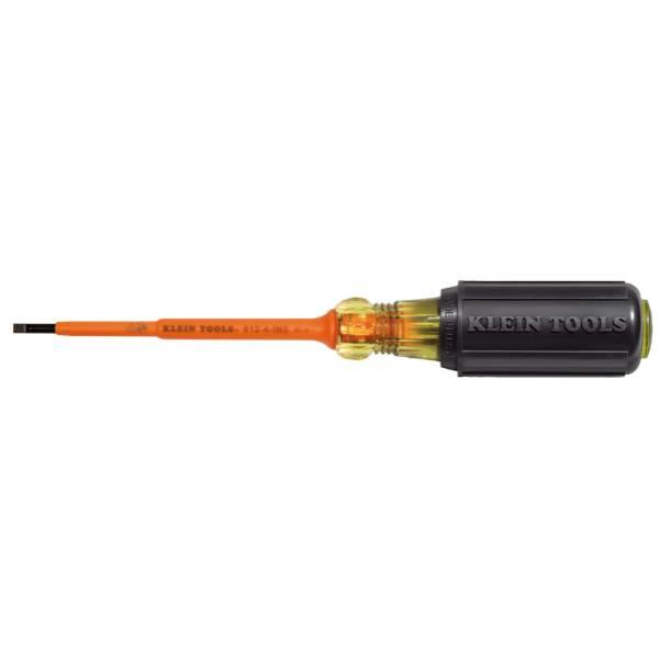 Klein Tools Screwdriver, Insulated 1/8 Inch Slotted, 4 Inch Length