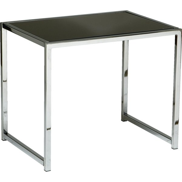 Office Star Products Yield Chrome Frame Black Glass End Table