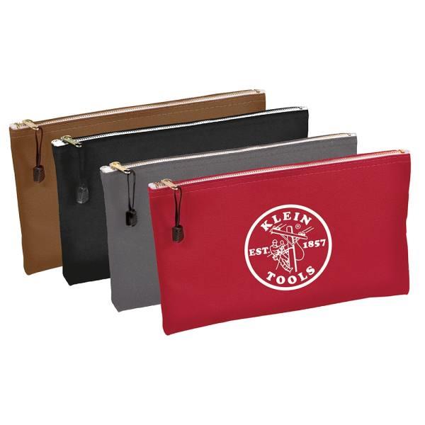 Klein Tools® Canvas Zipper Bags - Package Of 4- Red, Grey, Black and Brown