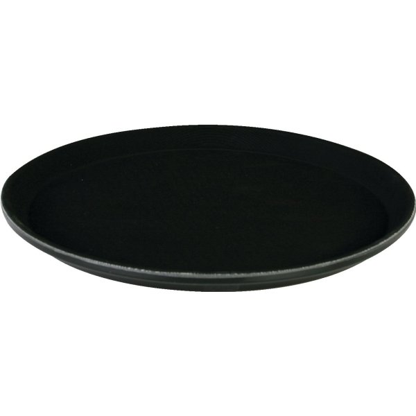 Thunder Group 16" Black Rubber Lined Round Tray