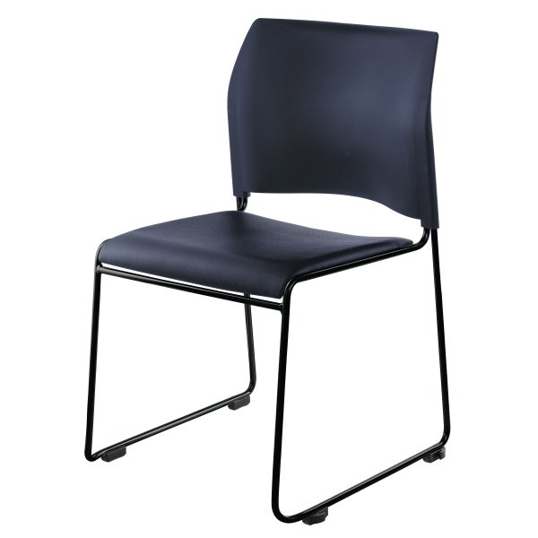 National Public Seating® Vinyl Metal Black Frame Stack Chair Ganging Device Blue