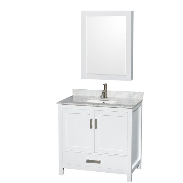 Wyndham Sheffield White Single Bathroom Vanity 36" With Square Sink