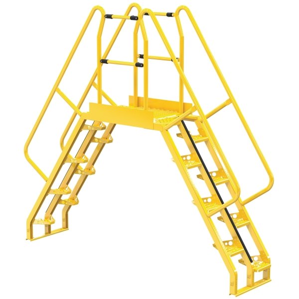 Vestil Yellow Steel 8-Step Alternating Crossover Ladder 113 x 103"