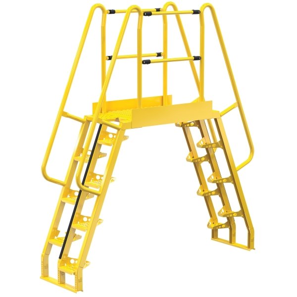 Vestil Yellow Steel 8-Step Alternating Crossover Ladder 91 x 103"