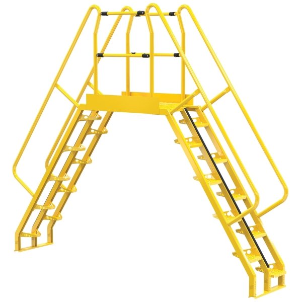 Vestil Yellow Steel 10-Step Alternating Crossover Ladder 136 x 115"