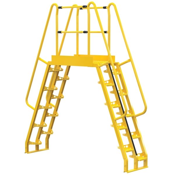 Vestil Yellow Steel 10-Step Alternating Crossover Ladder 101 x 115"