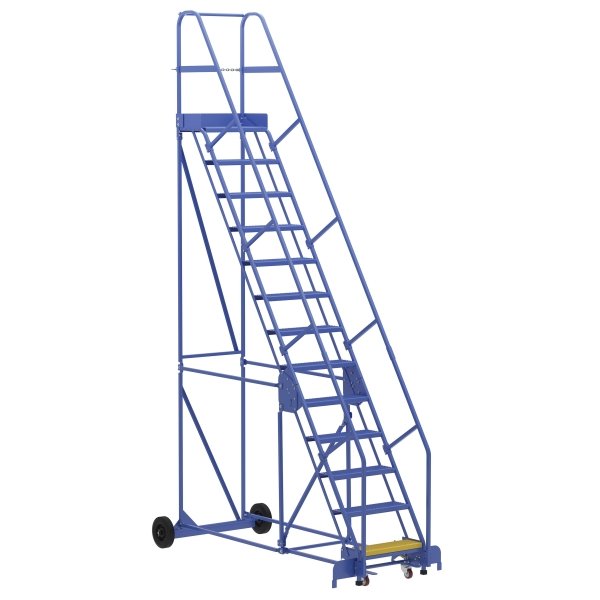 Vestil 58° Perforated 13-Step Rolling Warehouse Ladder 95.56"