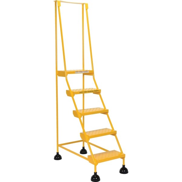 Vestil Yellow Perforated 5-Step Spring Loaded Rolling Ladder 38.06"