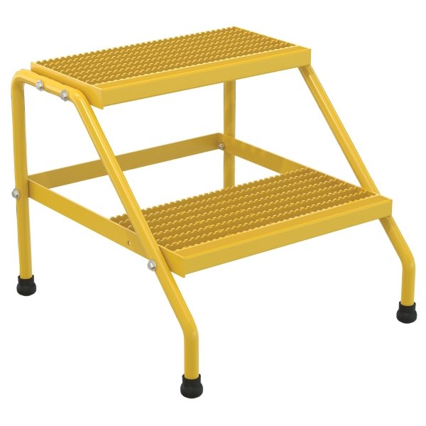 Vestil Yellow 2-Step Knock-Down Aluminum Step Stand 24.56 x 22.81"