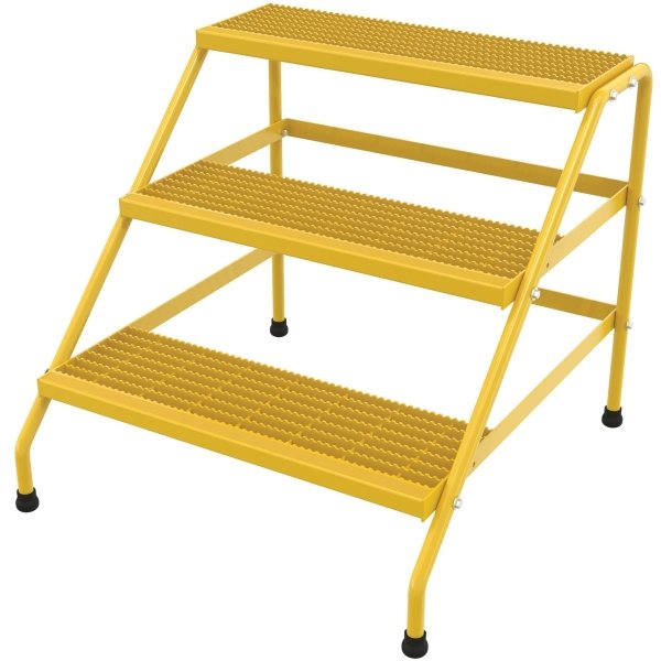 Vestil Yellow 3-Step Wide Knock-Down Aluminum Step Stand 34.56 x 32.81"